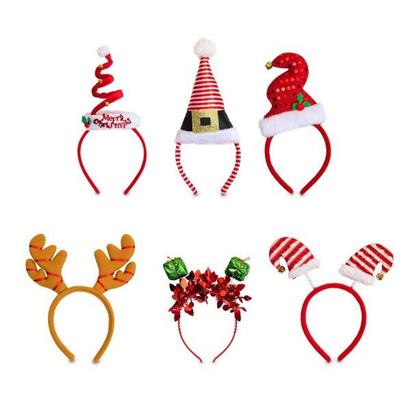 6 Pack Christmas Headbands for Adult Xmas Party Decorations Accessories, Holiday Photobooth Props... | Walmart (US)