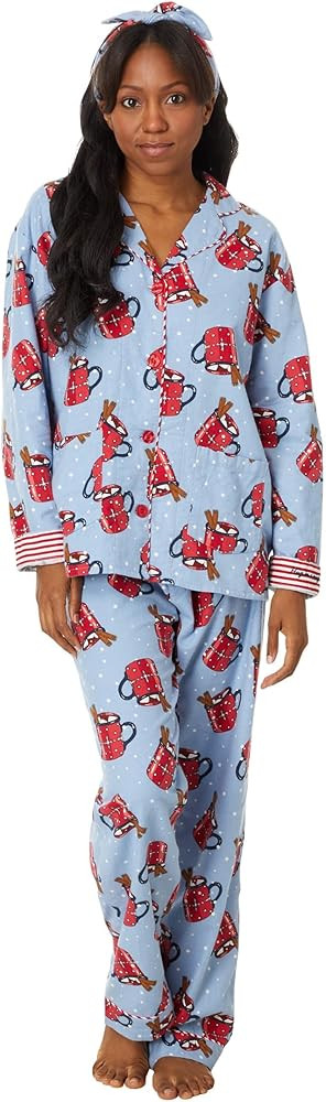 PJ Salvage Women's Flannel Pajama Set with Headband | Amazon (US)