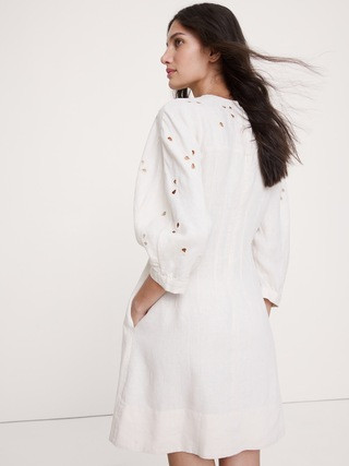 Eyelet Linen Mini Dress | Banana Republic (US)