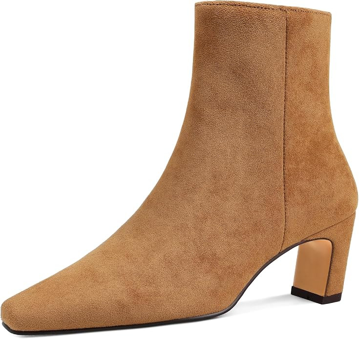 Women Ankle Boots 2026 Chunky Low Heels Square Toe Booties | Amazon (US)