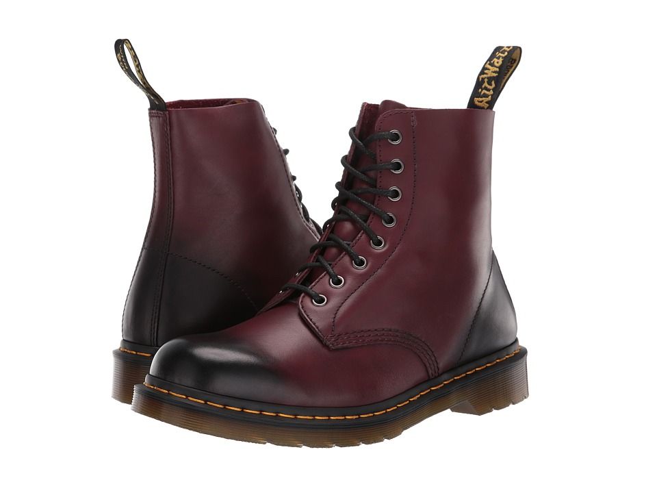 Dr. Martens - Pascal 8-Eye Boot (Cherry Red Temperley) Men's Lace-up Boots | Zappos