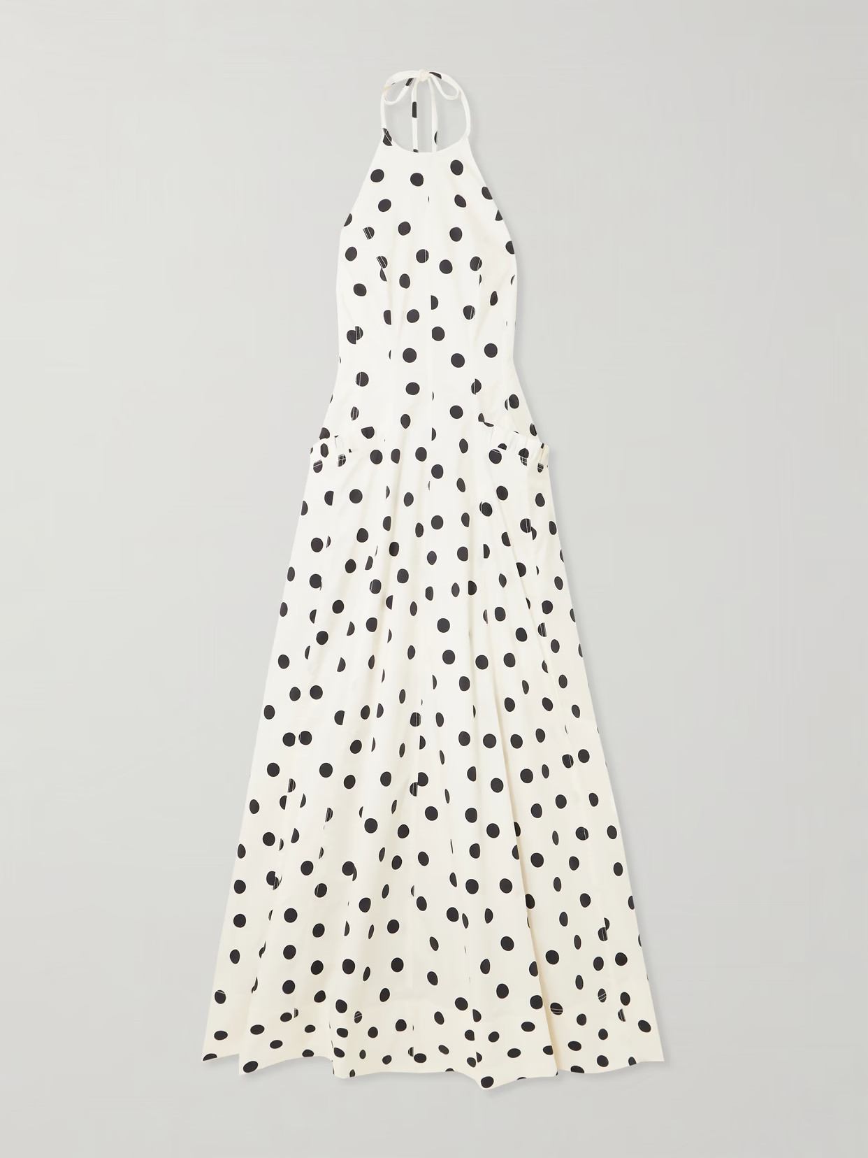 Rebecca Vallance - Maisie Ruffled Polka-dot Cotton-blend Poplin Halterneck Maxi Dress - White | NET-A-PORTER (US)