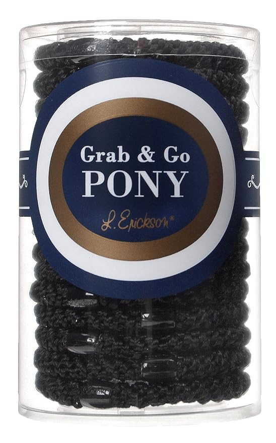 L. Erickson Grab & Go Pony Hair Ties - Black - 15 Pack Grab and Go Ponytail Holders - Black Hair ... | Amazon (US)