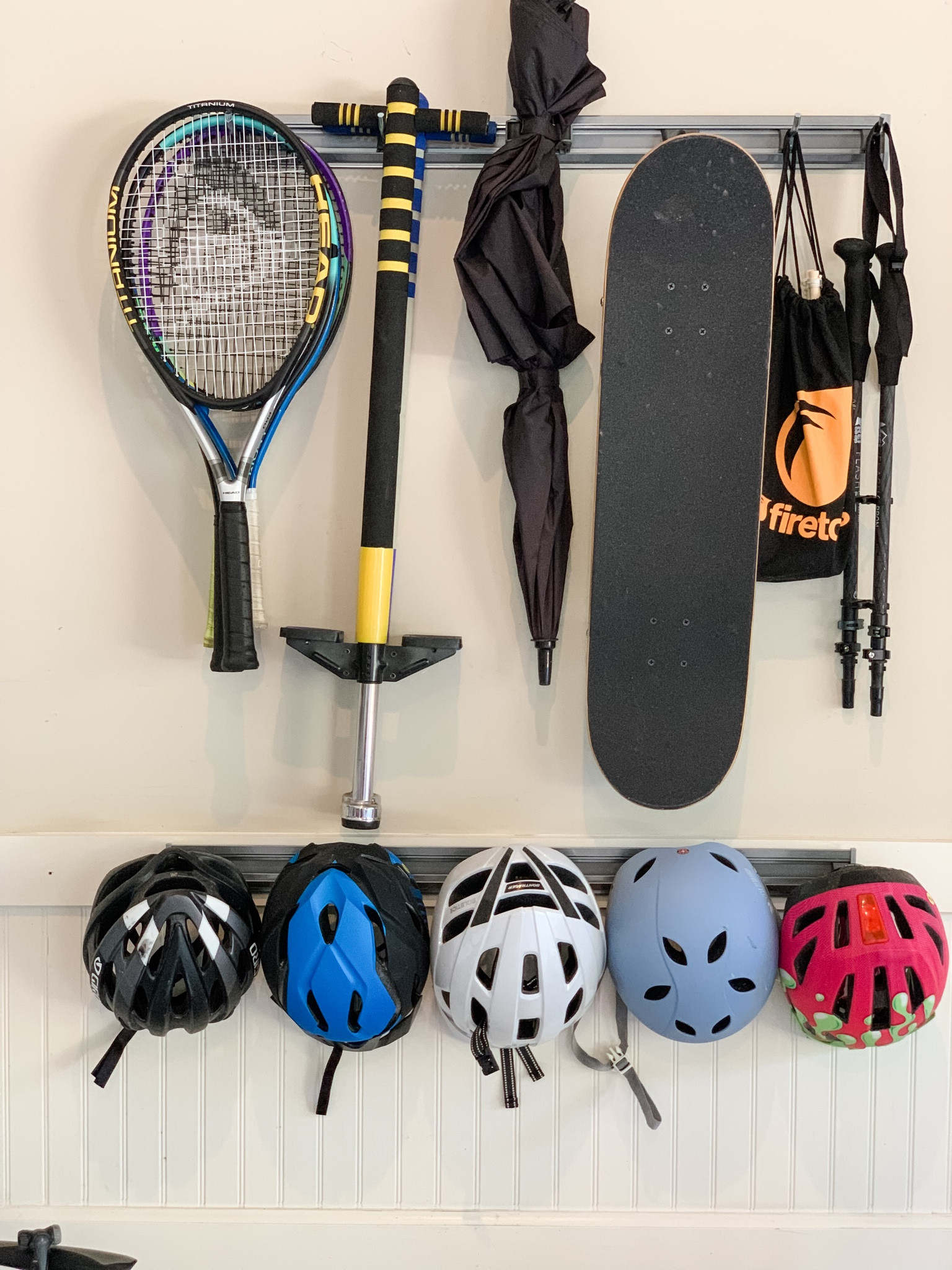 Getting stuff off the garage floor gives it a home and increases the chances of it not getting lost. These elfa tracks are super flexible in that you can choose the hooks to suit your storage needs. 

#organizedgarage #neatissmart

#LTKfamily #LTKhome