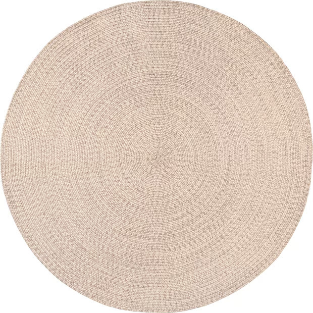 Tan Handmade Braided Indoor/Outdoor 8' Round Area Rug | Rugs USA