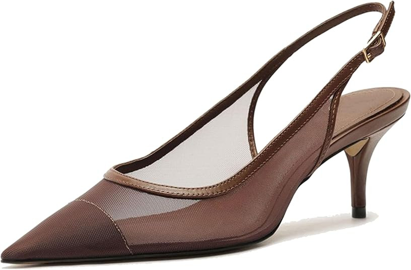 epiluta Mesh Kitten Heels for Women Slingback Design with Pointed Toe Breathable and Stylish Eleg... | Amazon (US)