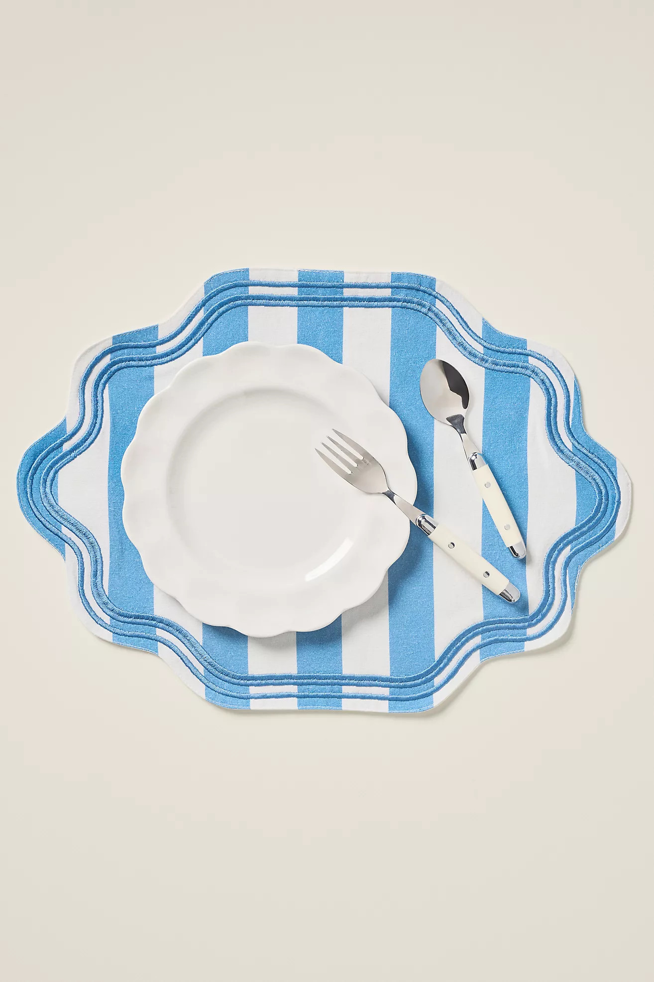 Madeline Embroidered Striped Placemat | Anthropologie (US)