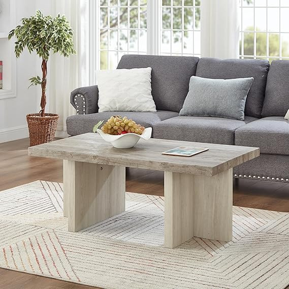 Roundhill Furniture Mchome Contemporary Coffee Table, Weathered Gray and Beige | Amazon (US)