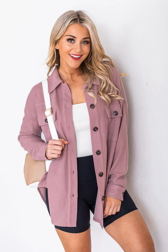 Reliable Love Mauve Waffle Knit Blouse | The Pink Lily Boutique