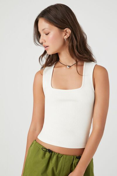Ribbed Knit Square-Neck Tank Top | Forever 21 (US)