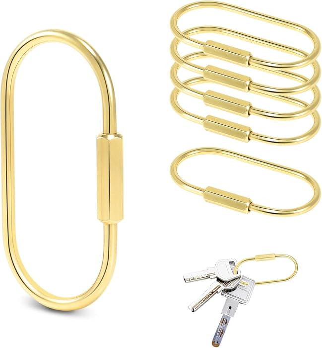 6 Pack Brass Keychain Gold Carabiner Clip with Secure Locking Screw Carabiners Key Holder Keychai... | Amazon (US)