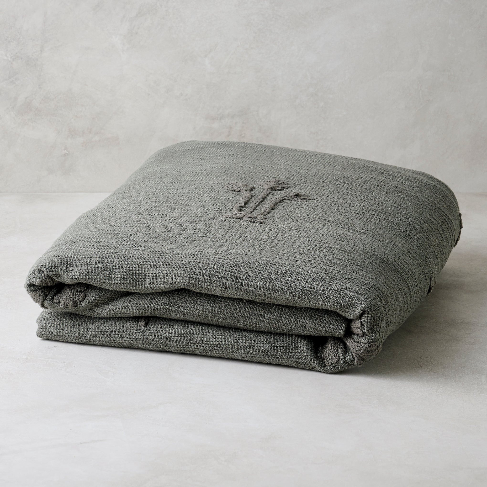 Petrol Blue Tulip Textured Coverlet | Magnolia