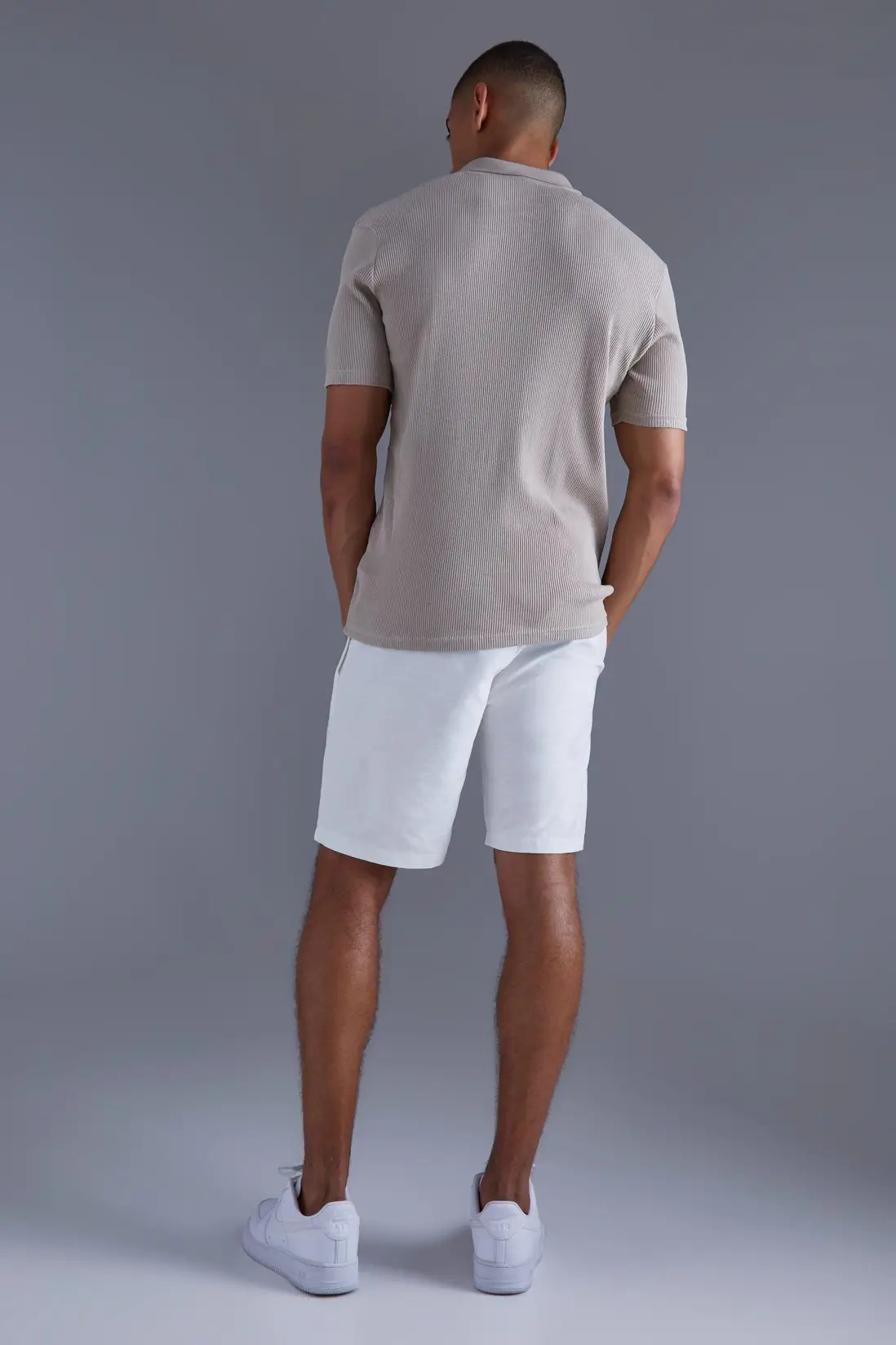 Stone boohooMAN Boxy Ribbed Revere Polo | Boohoo | Boohoo.com (UK & IE)