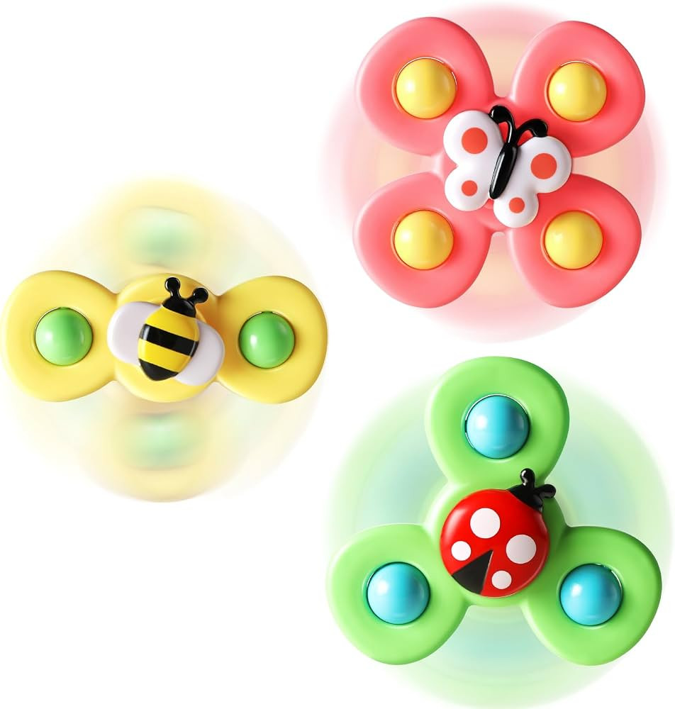 ALASOU 3PCS Suction Cup Spinner Toys for 1 Year Old Boy Girl|Spinning Top Baby Toys 6 12 18 Month... | Amazon (US)