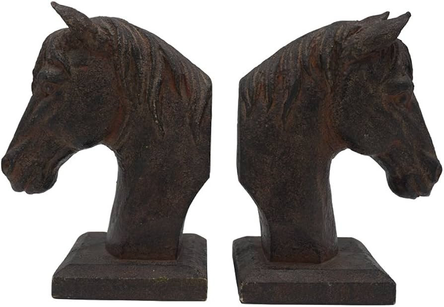 Comfy Hour Farmhouse Collection 5" Length 7" Height Set 2 Horse Head Art Bookends, 1 Pair, Antiqu... | Amazon (US)