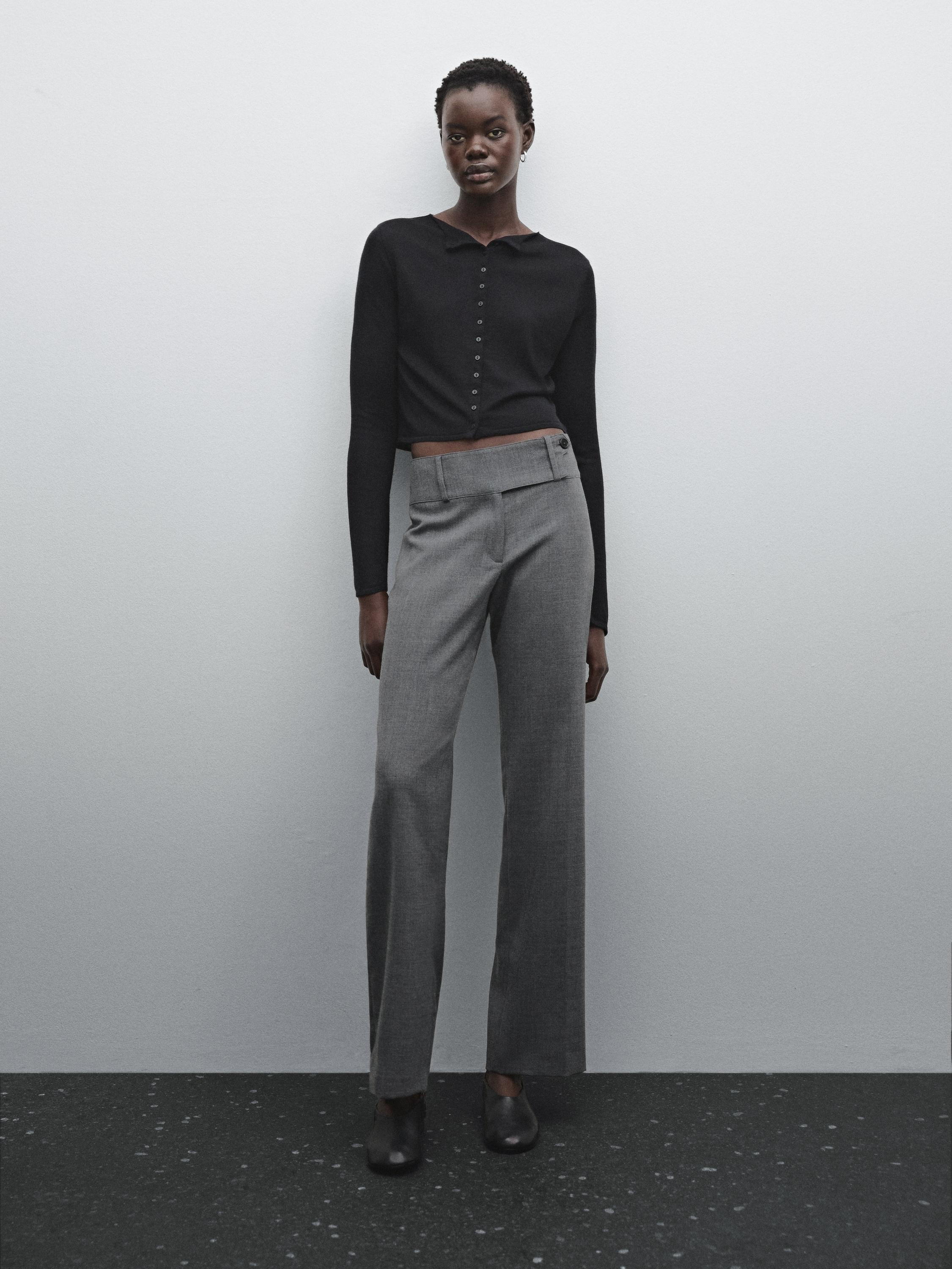 Short wool blend cardigan | Massimo Dutti US