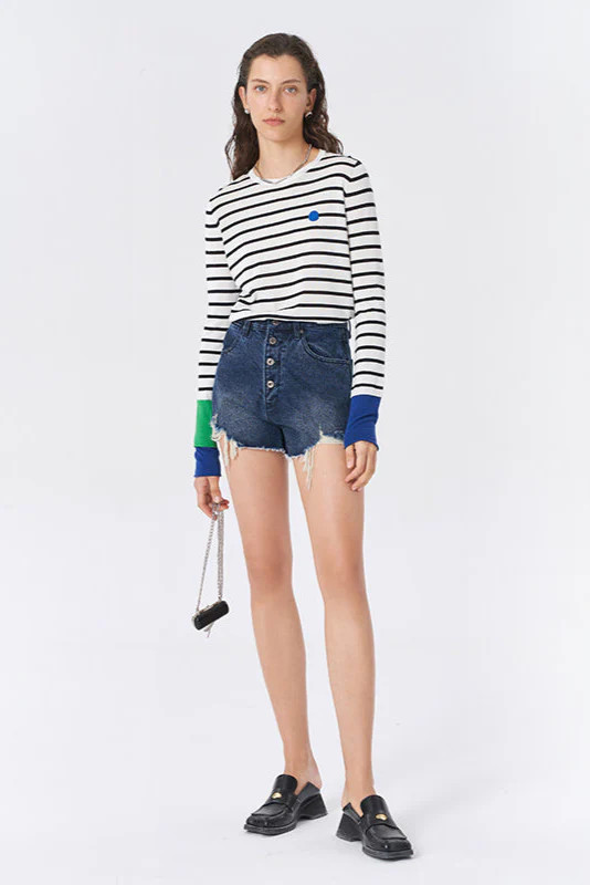 Striped knitted long sleeve top | SELFWHO