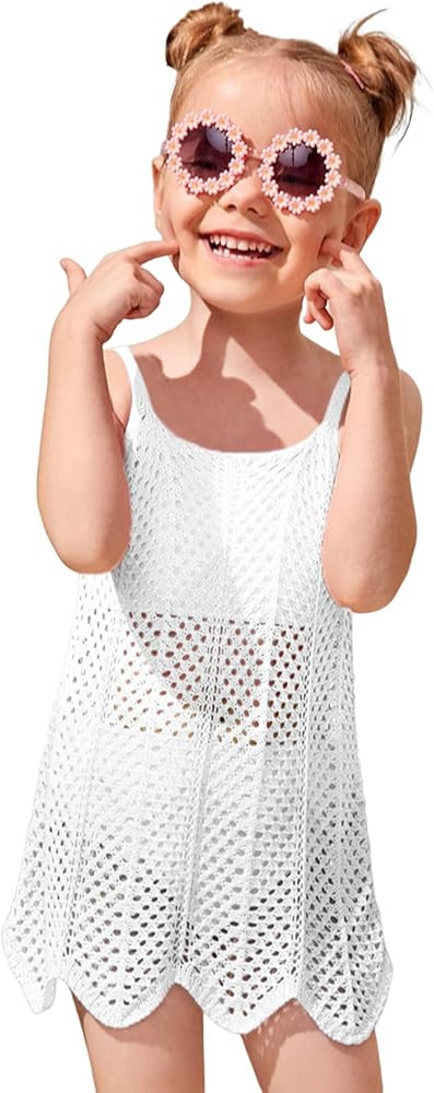SOLY HUX Toddler Girl's Color Block Cable Knit Swimsuit Cover up Short Beach Cami Dress | Amazon (US)
