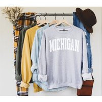 Minimalist Michigan Sweatshirt, Fan Pullover, Vintage Gift, College Student Gift, Graduation Gift | Etsy (US)