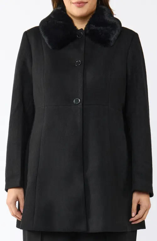 Estelle Darlington Herringbone Coat in Black at Nordstrom, Size 16W | Nordstrom