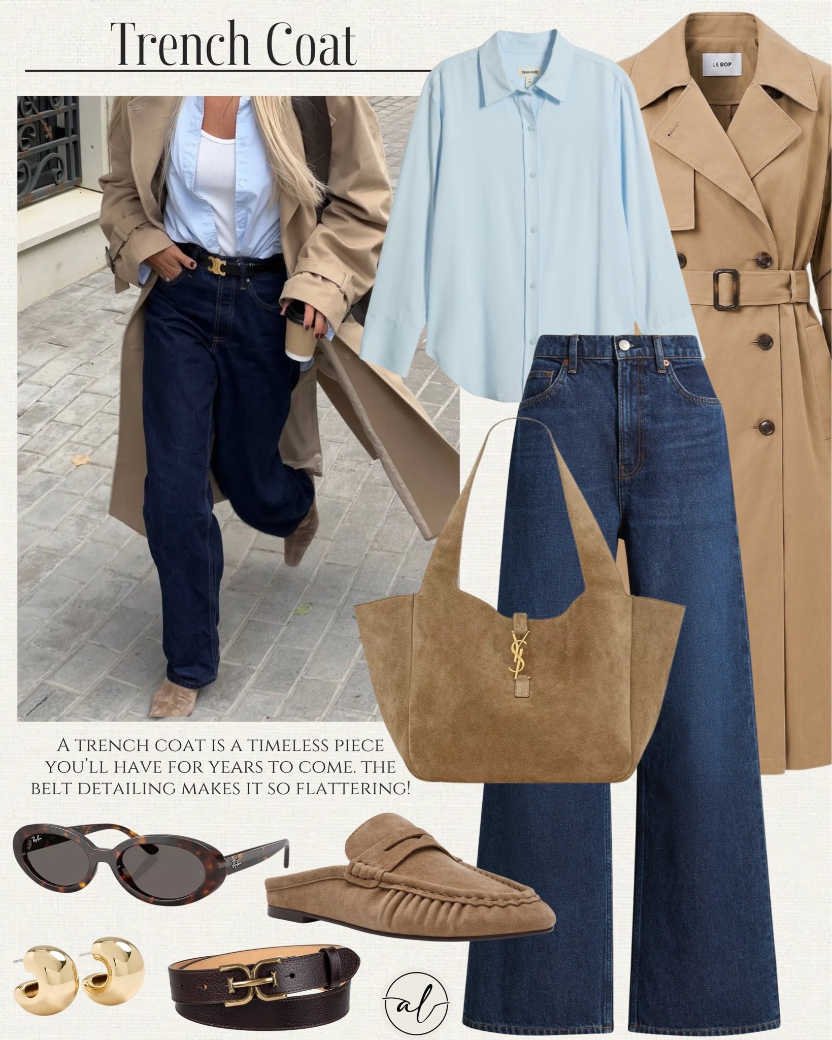 A trench coat is a timeless piece you’ll have for years to come, the belt detailing makes it so flattering! 🤍 fall outfit