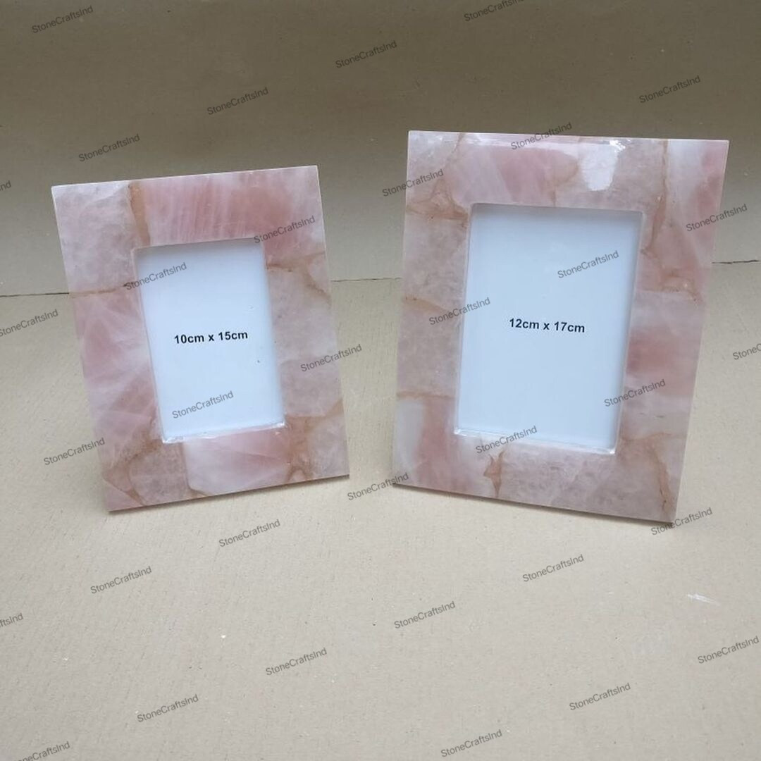 Pink Rose Quartz Picture Frame Crystal Quartz Family Photo - Etsy Spain | Etsy (ES)