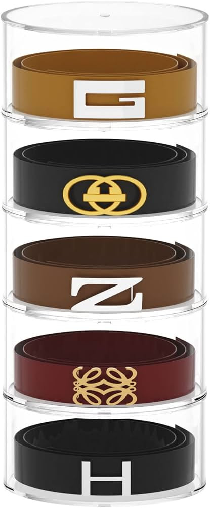 FEMELI Belt Organizer, Acrylic Display Case with 5 Layers Storage Holder for Belt, Watches and Ot... | Amazon (US)