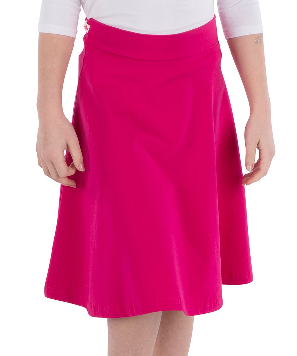 Three Bows Girls' Casual Skirts Fuschia - Fuchsia Classic A-Line Skirt - Girls | Zulily