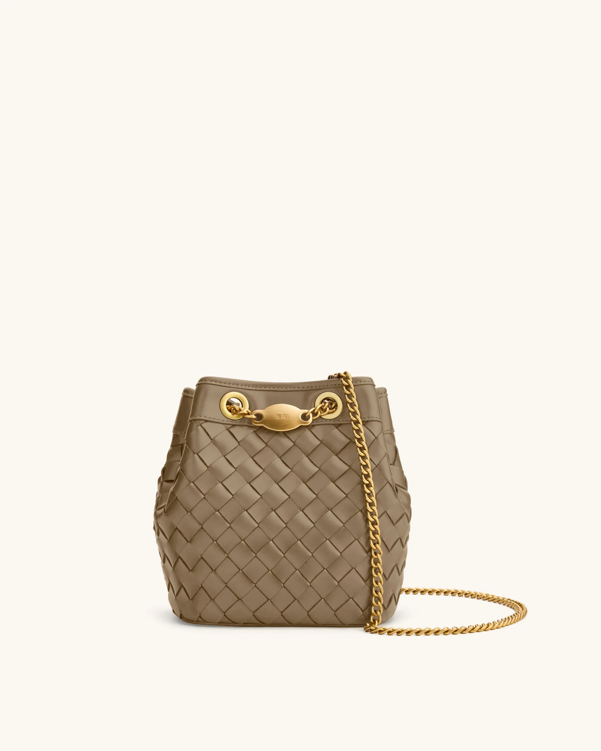 Yara Hand-Woven Bucket Bag - Taupe | JW PEI US