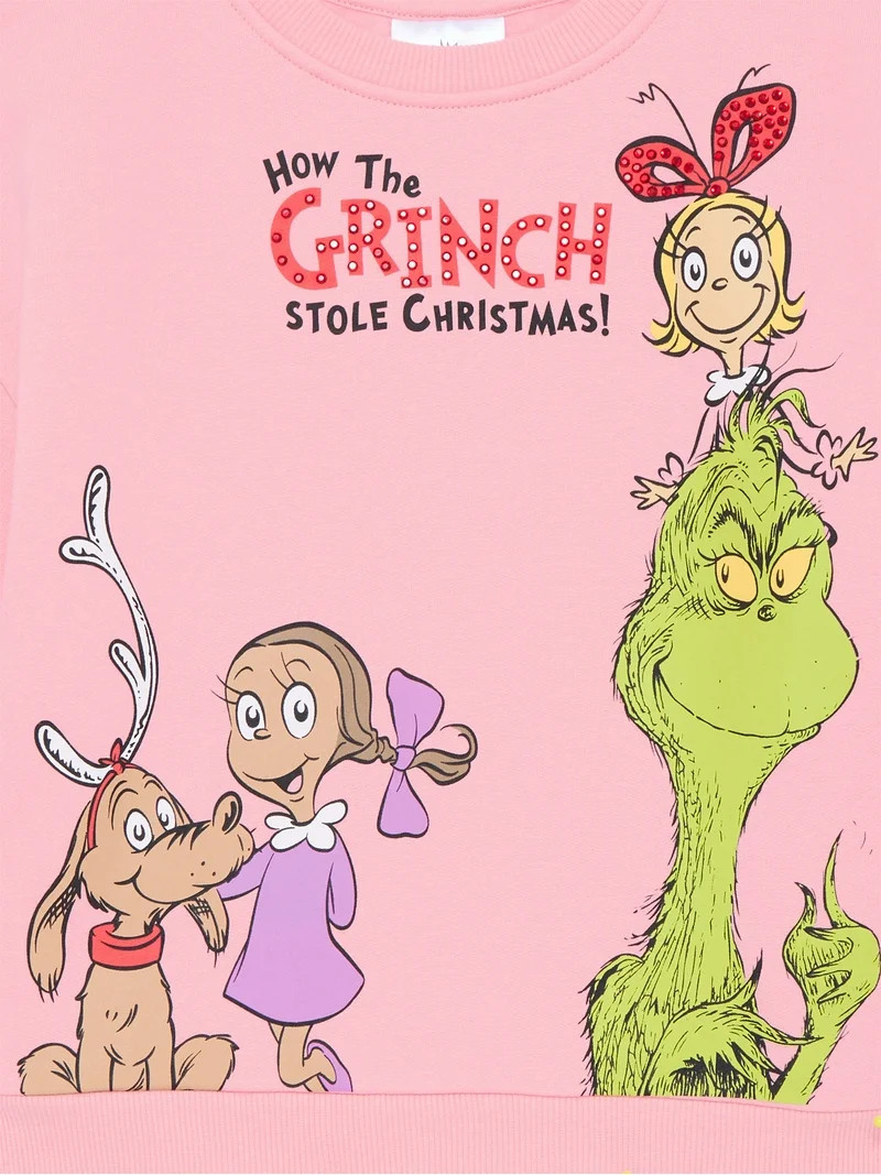 Dr. Seuss Grinch Girls Graphic Fleece Sweatshirt, Sizes 4-16 | Walmart (US)