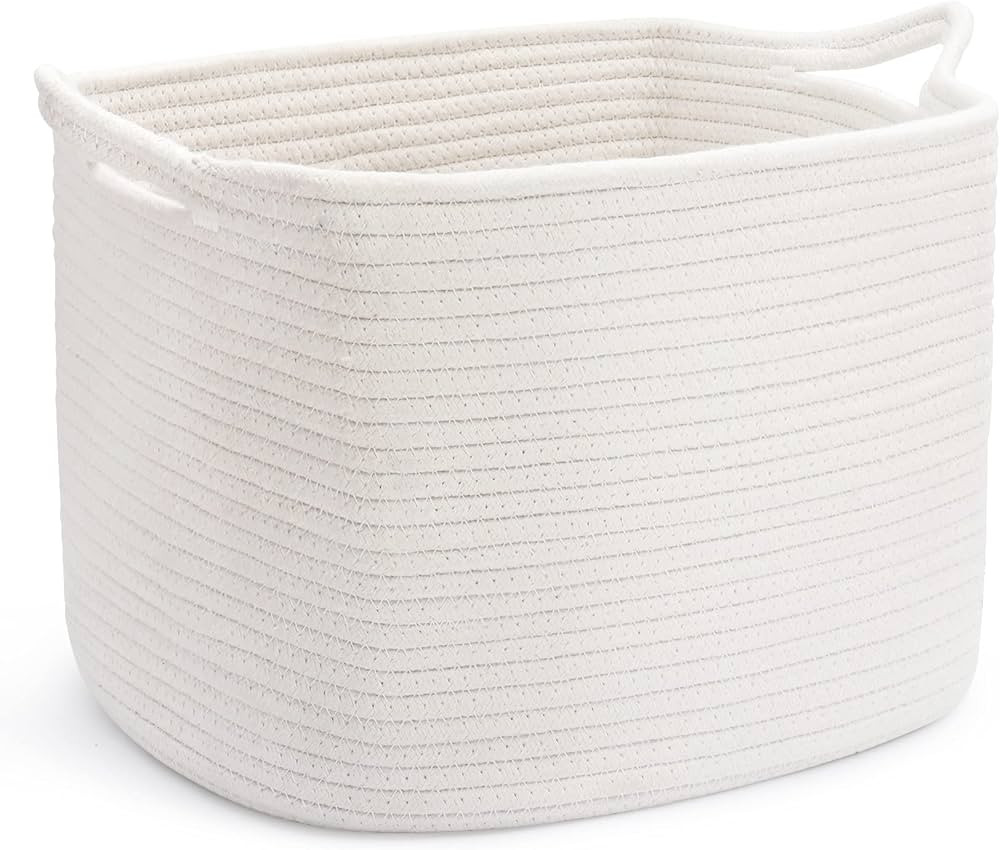 ABenkle Storage Basket, Rope Basket, Dog Toy Basket, Woven Basket, Small Blanket Basket, White Ba... | Amazon (US)