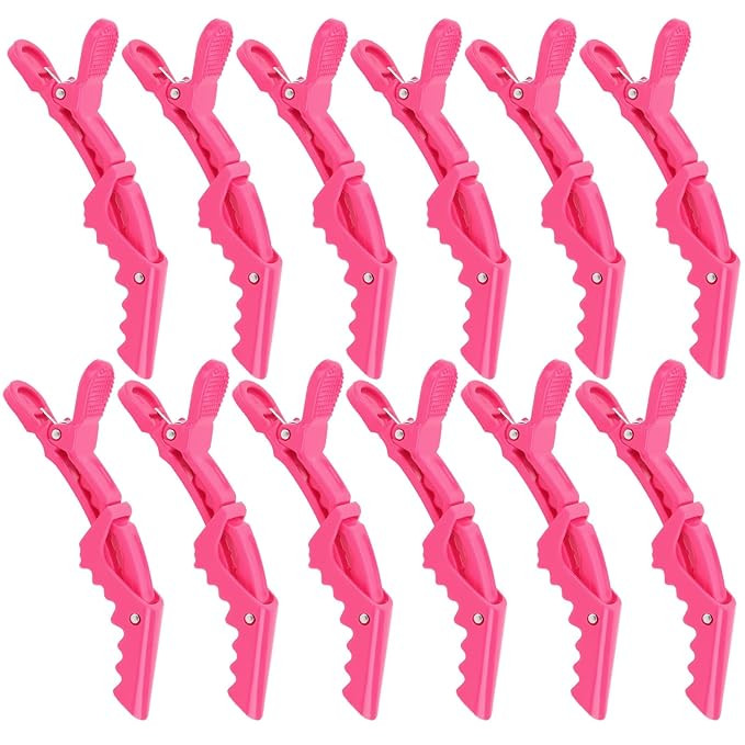 YISSION 12Pcs Hot Pink Alligator Hair Clips for Styling Sectioning Makeup Large Duck Billed Hair ... | Amazon (US)