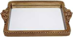 Vintage Gold Tray with Mirror Glass Base | Card Holder for Guests During Occasions and Events or ... | Amazon (US)