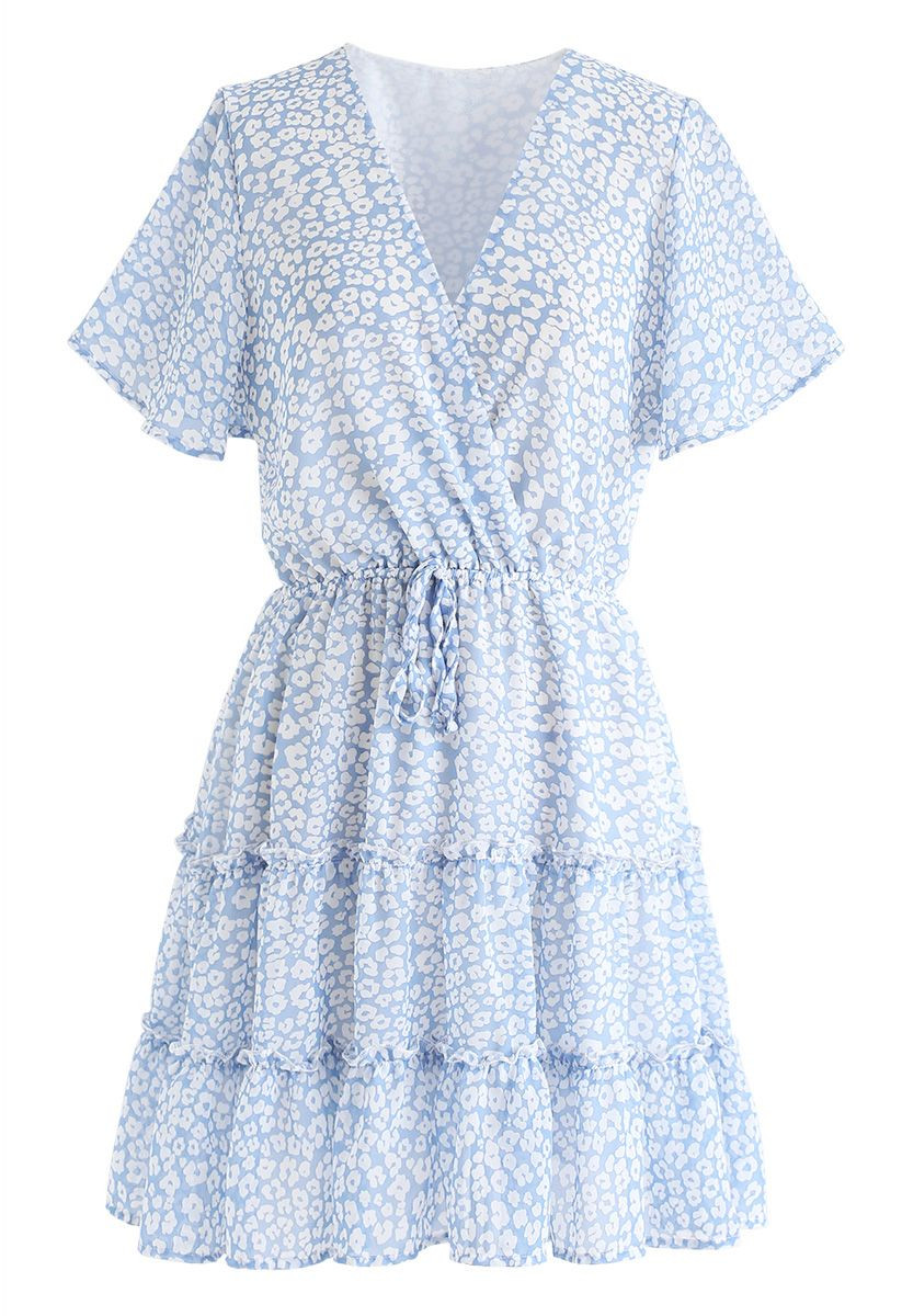 Enchanted Floret Ruffle Wrap Chiffon Dress | Chicwish