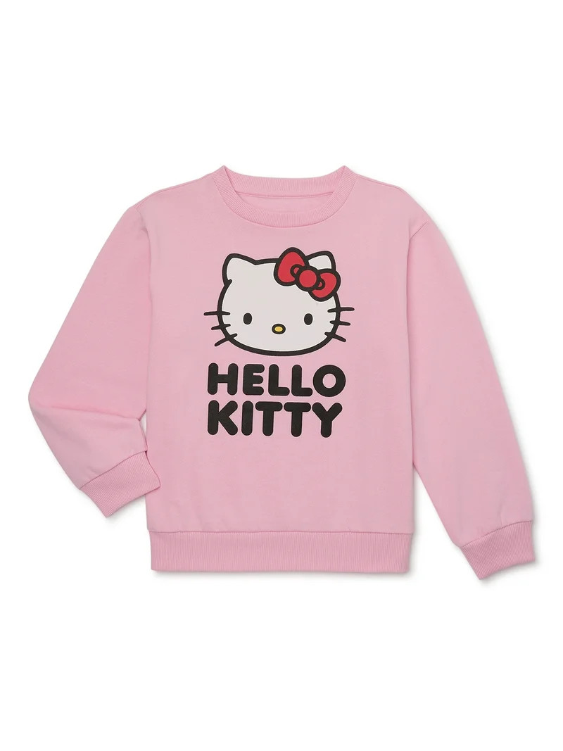 Hello Kitty Girls Graphic Crewneck Fleece Sweatshirt, Size 4-16 | Walmart (US)