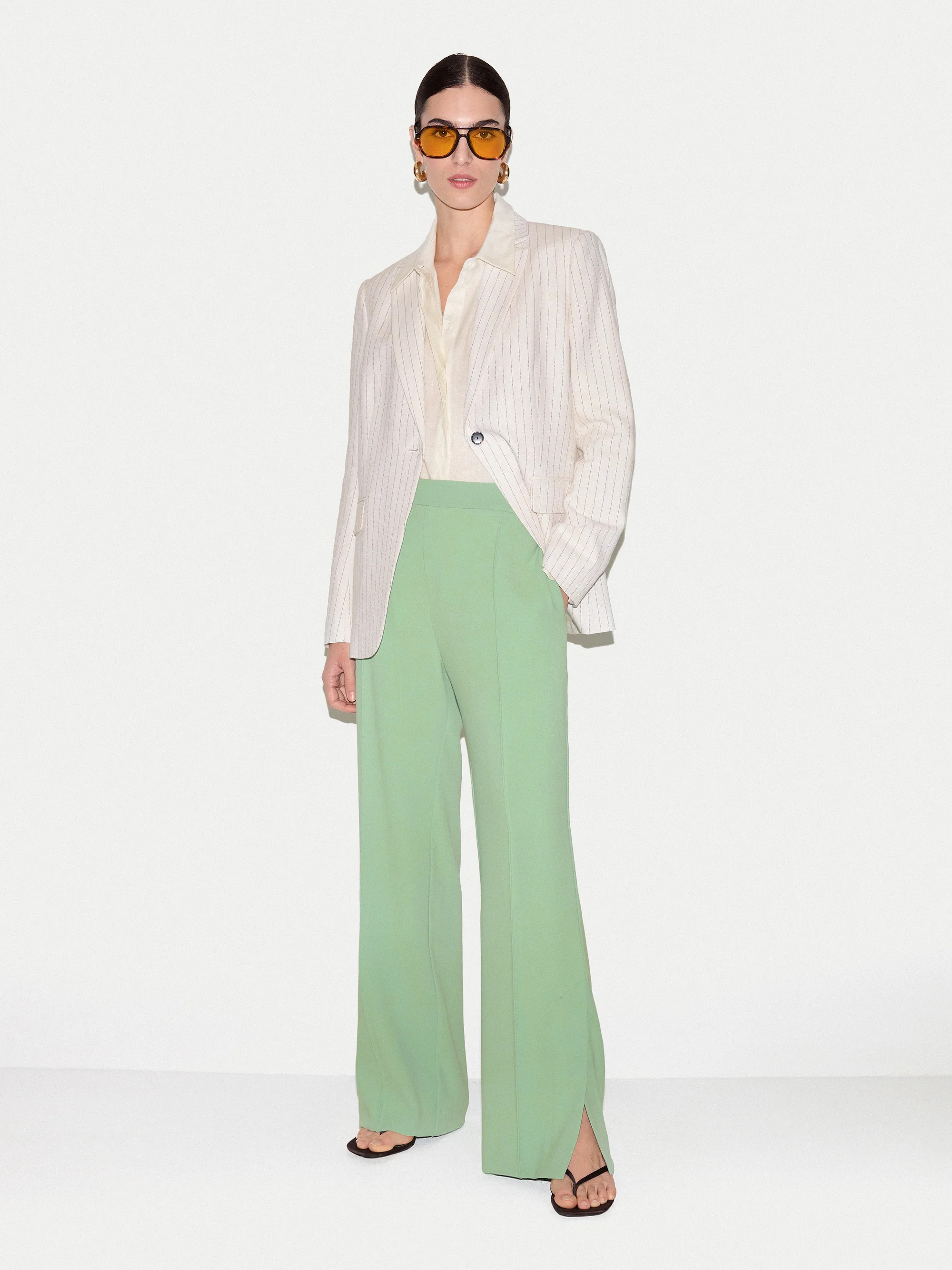 Crepe Split Hem Trouser | Green | Jigsaw (UK)