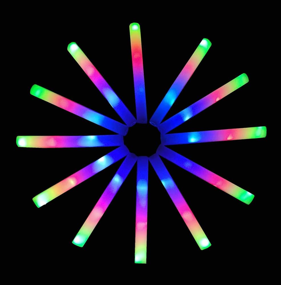 ColorHome Glow Sticks Bulk-12 Pcs Light up Foam Sticks with 3 Modes Colorful Flashing Effect, Led... | Amazon (US)