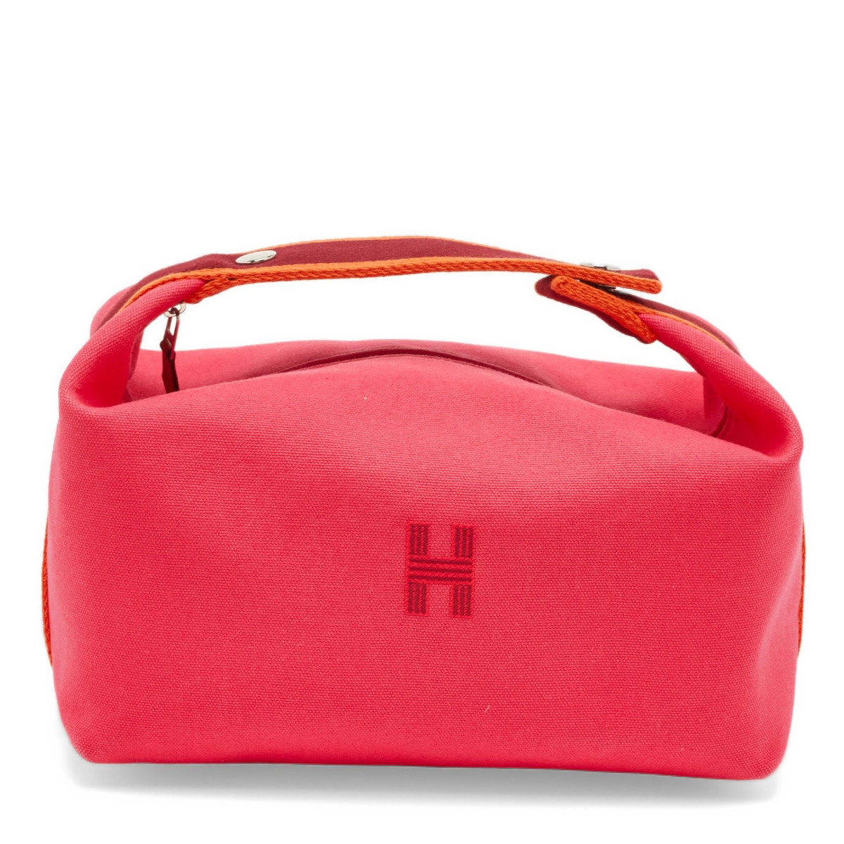 Pre-Owned Hermes Bride-a-Brac Large Hibiscus Toile Canvas Pouch - Pink | Macy's