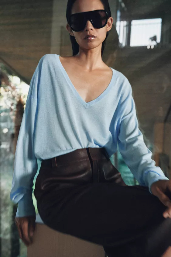 FINE KNIT V-NECK JUMPER | Zara UK