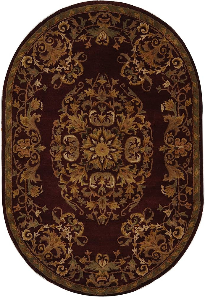 SAFAVIEH Heritage Collection Area Rug - 4'6" x 6'6" Oval, Red, Handmade Traditional Oriental Wool... | Amazon (US)