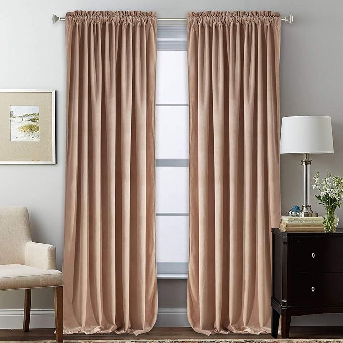 StangH Velvet Curtains for Sliding Door - 108 inches Long Velvet Drapes Light Blocking Curtains f... | Amazon (US)