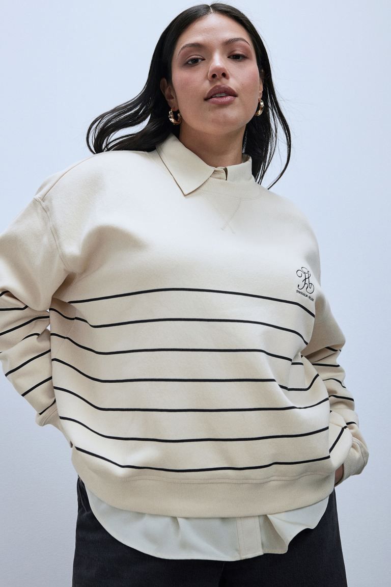Sweatshirt - Cream/striped - Ladies | H&M US | H&M (US + CA)