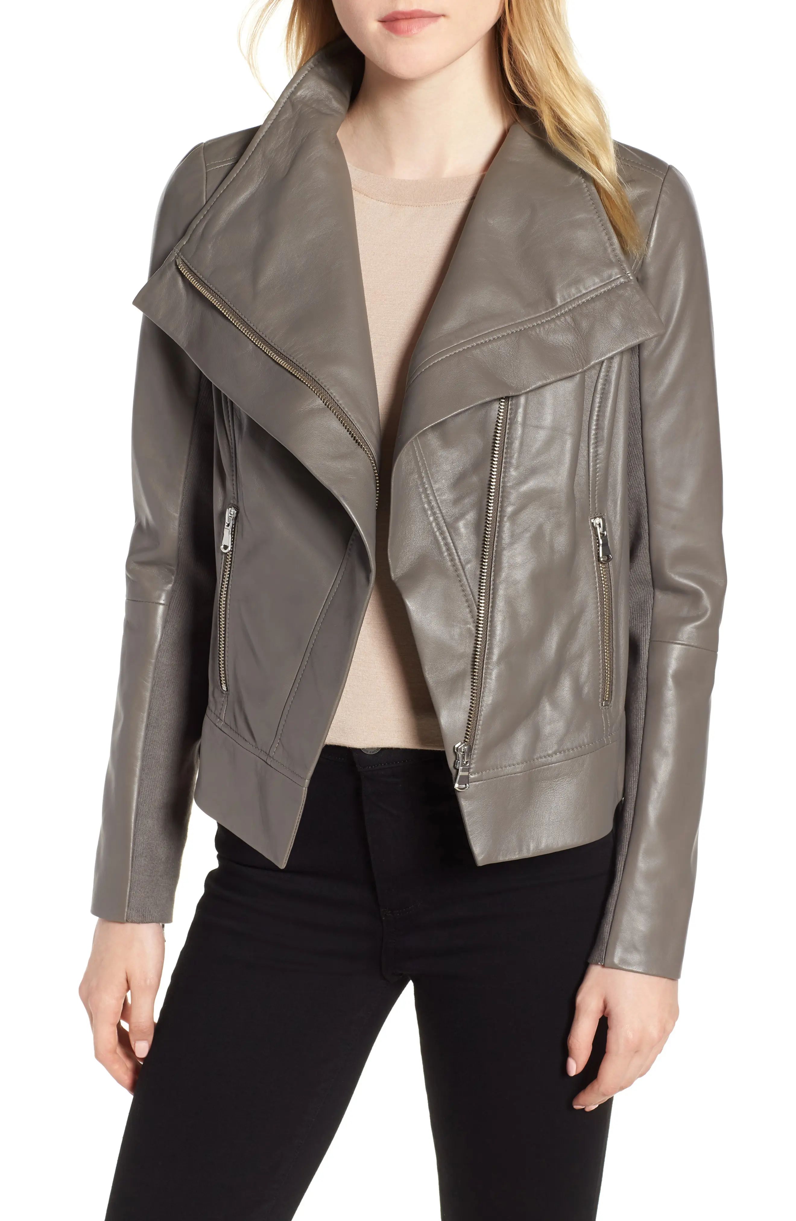 Trouvé Drape Front Leather Jacket | Nordstrom