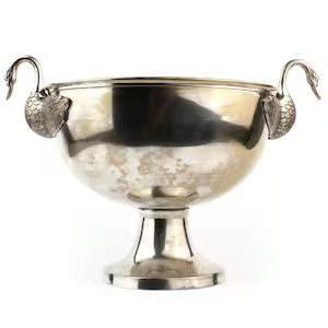 Vintage French Pedestal Centerpiece, Swan Handle Footed Bowl, Brass Serving Accessory, Hollywood ... | Etsy (US)