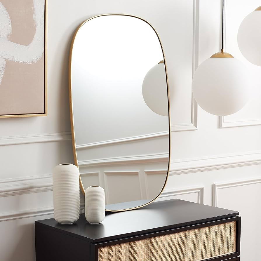 Safavieh Home Collection Varia Brass 23 x 37-inch Oval Decorative Accent Wall Mirror for Bedroom ... | Amazon (US)