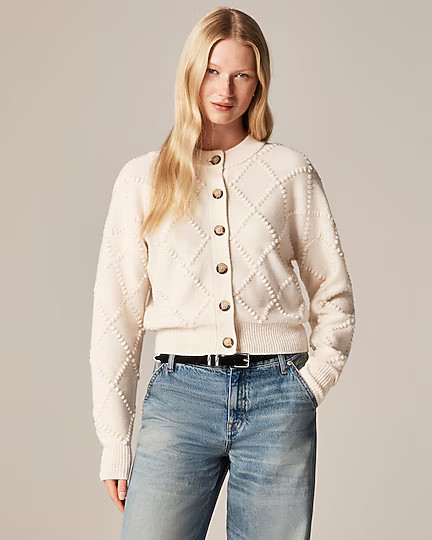 Popcorn-stitch cardigan in vintage wool | J. Crew US