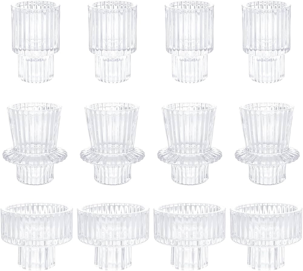 Glass Candlestick Holders Taper Candle Holders Bulk - Premium Multipurpose Tealight Candle Holder... | Amazon (US)