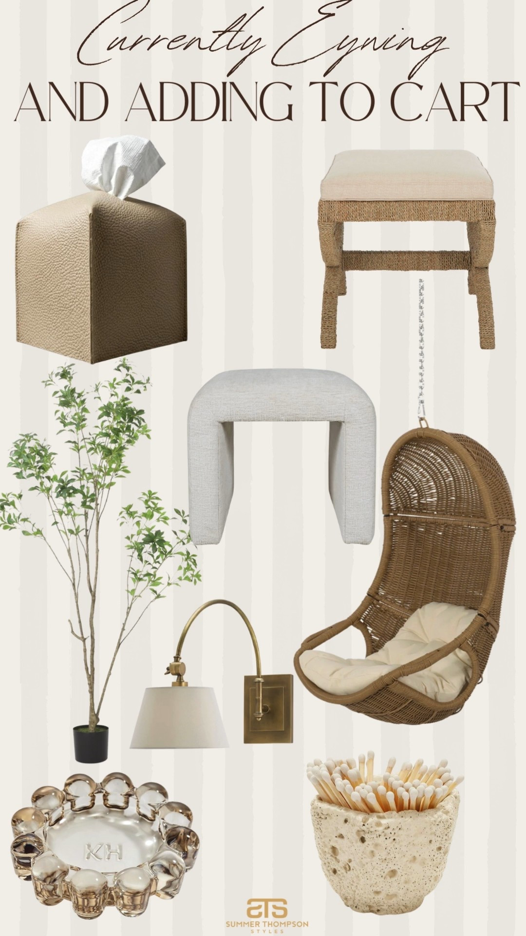 Currently eyeing and adding to cart! 

Tissue box cover stool upholstered faux plant faux greenery outdoor swing sconce 

#LTKSeasonal #LTKHome