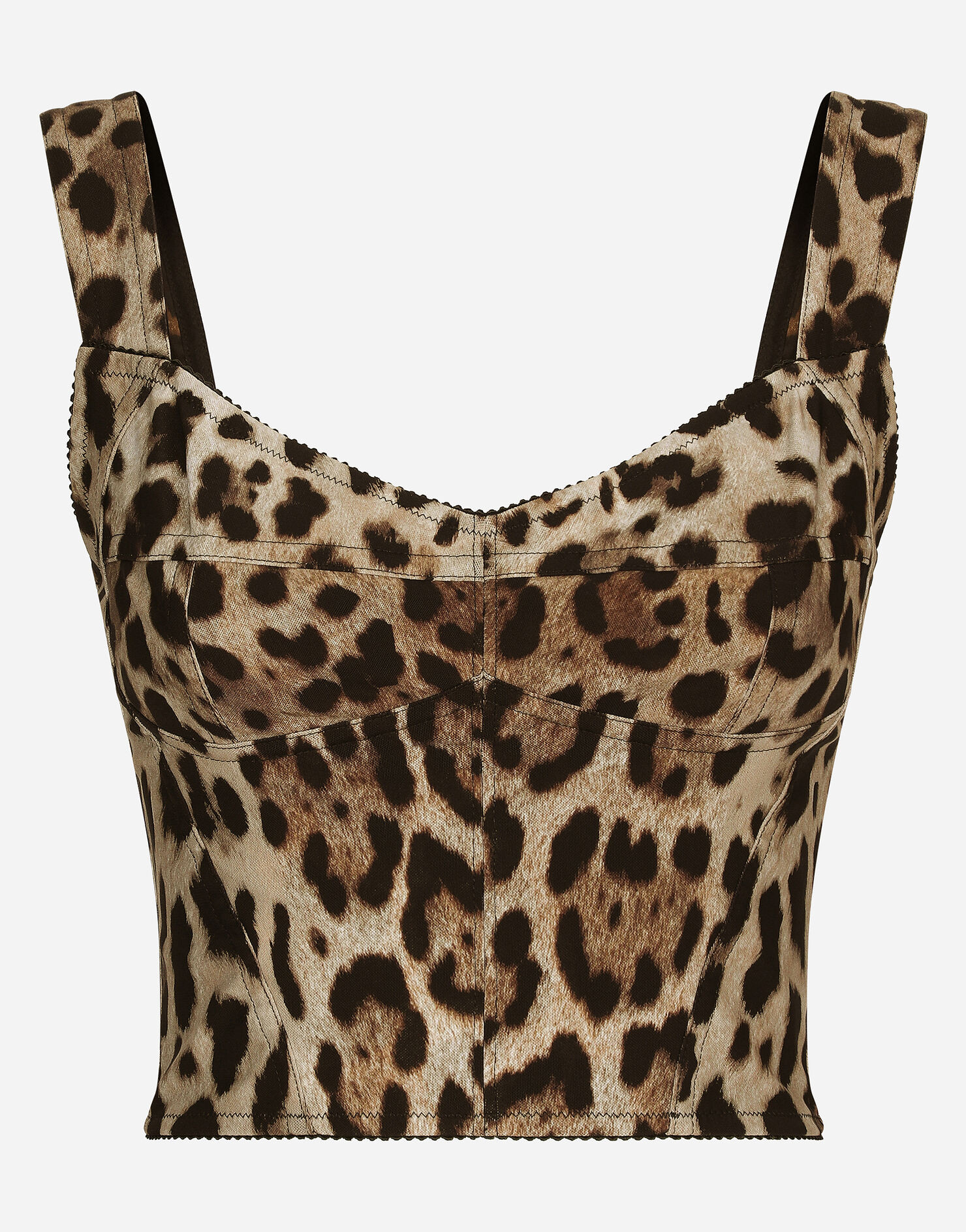 KIM DOLCE&GABBANA Leopard-print marquisette corset | Dolce & Gabbana US