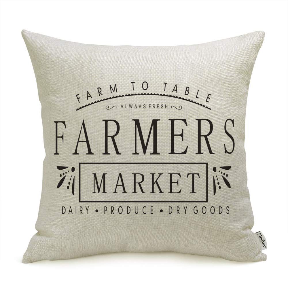Farmhouse Pillow Covers with Farmers Market Quotes 18 x 18 Inch for Farmhouse Decor | Amazon (US)